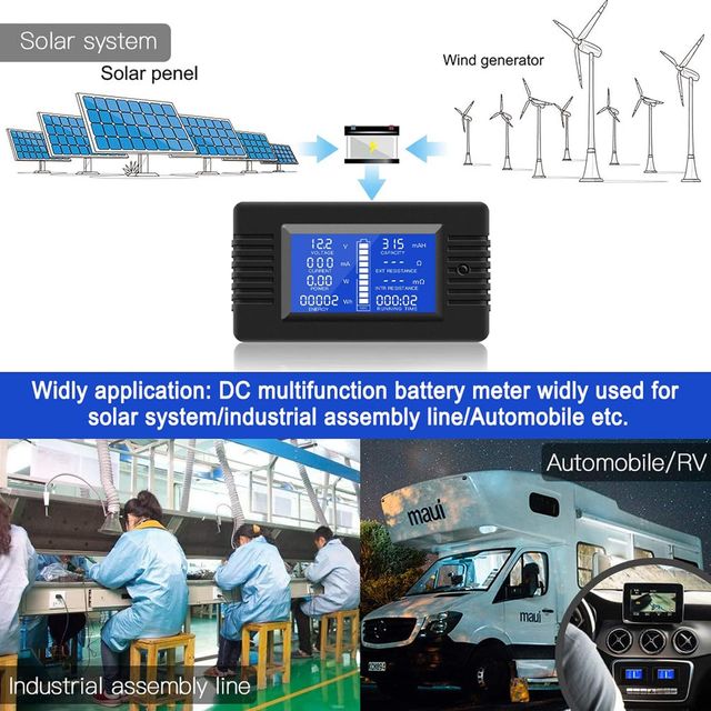 Monitor batteria DC 0-200V con shunt