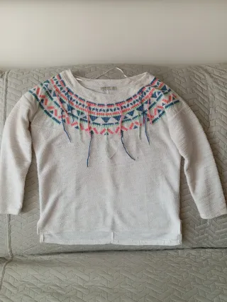 Jersey mujer blanco con bordado étnico