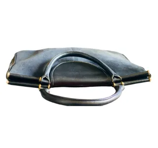 Bolso Tote Vintage Piel Azul Marino con Cartera