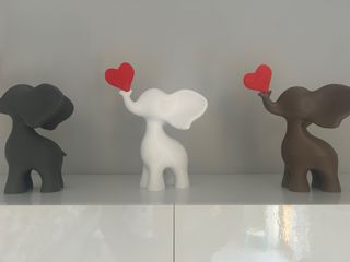 Set 3 Elefanti Decorativi Cuore Rosso