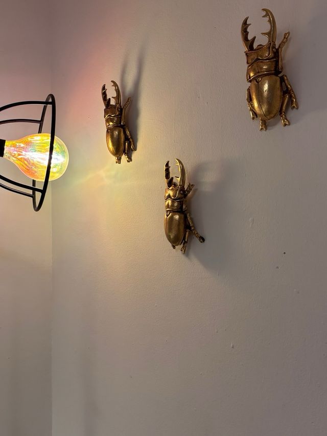 2 figurasDecorativa Escarabajo Dorado Metal