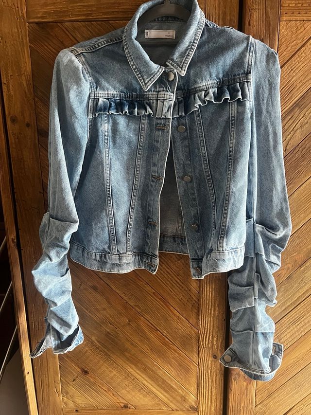 Giacca jeans donna con rouches