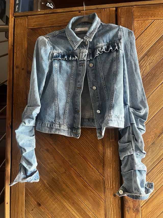 Giacca jeans donna con rouches