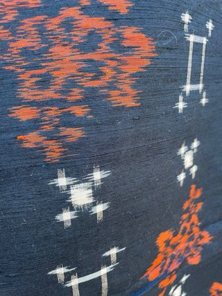 Kimono Seda Japonés Auténtico Azul Naranja