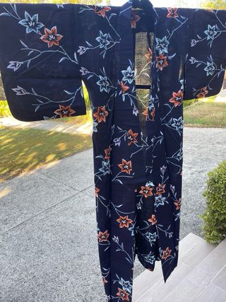 Kimono Japonés Verano Algodón Azul Yukata