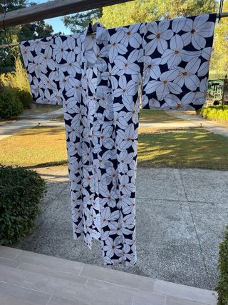Kimono Japonés Algodón Estampado Flores