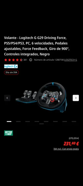 Volante Logitech G29 PS5/PS4/PS3/PC
