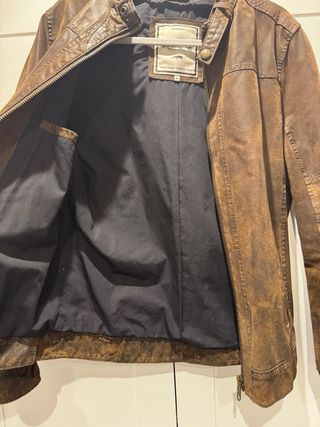 Cazadora Biker Cuero Marrón Auténtico talla M