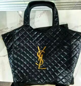 Bolso YSL Negro Grande Acolchado Dorado
