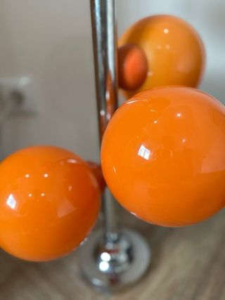 Lámpara Space Age Naranja Vidrio Metal