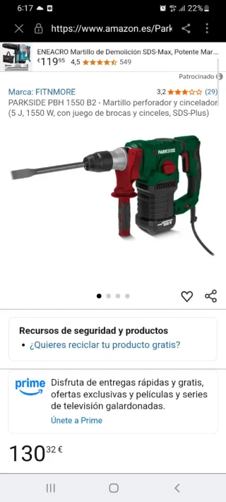 Martillo Perforador Parkside 1500W