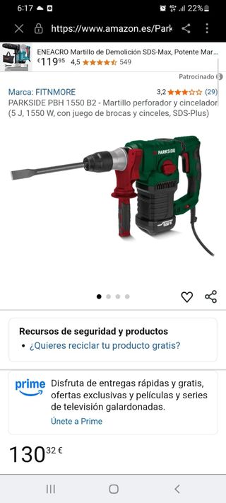 Martillo Perforador Parkside 1500W