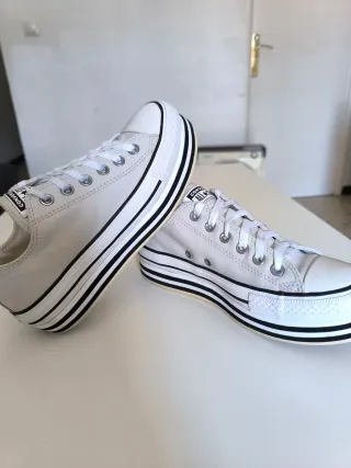 Converse plataforma blancas