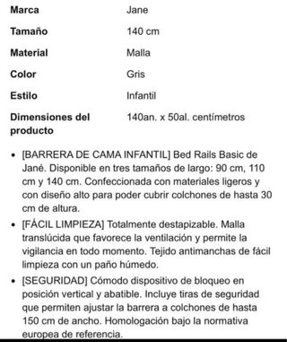Barrera Cama Abatible Jané 140cm