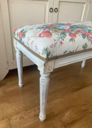 Banco/Pie de cama/ Descalzadora, blanco envejecido