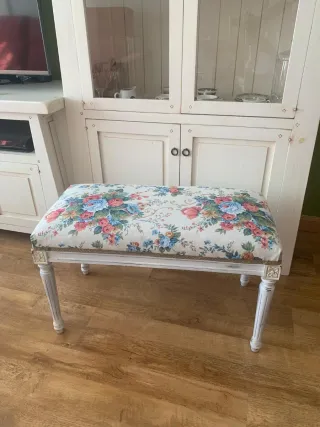 Banco/Pie de cama/ Descalzadora, blanco envejecido