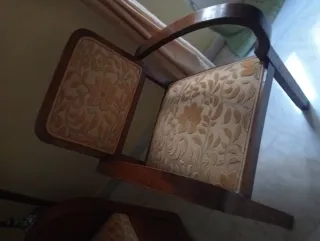 Salotto vintage anni '50 in legno e tessuto