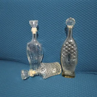 Set 3 Bottiglie Vetro Decorative