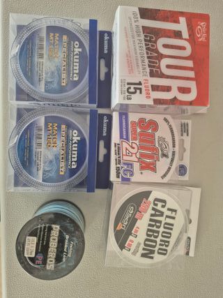 Lote 6 Bobinas: Fluorocarbono, Trenzado y Monofila
