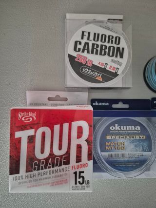 Lote 5 Bobinas: Fluorocarbono, Trenzado y Monofila
