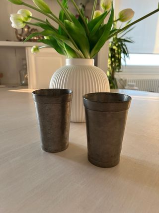 Coppia bicchieri vintage peltro