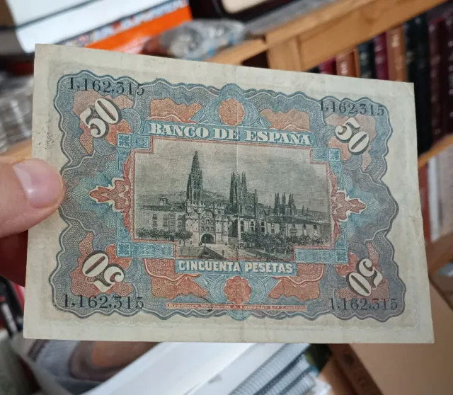 Billete clásico 50 Pesetas 1907 Banco España Raro!