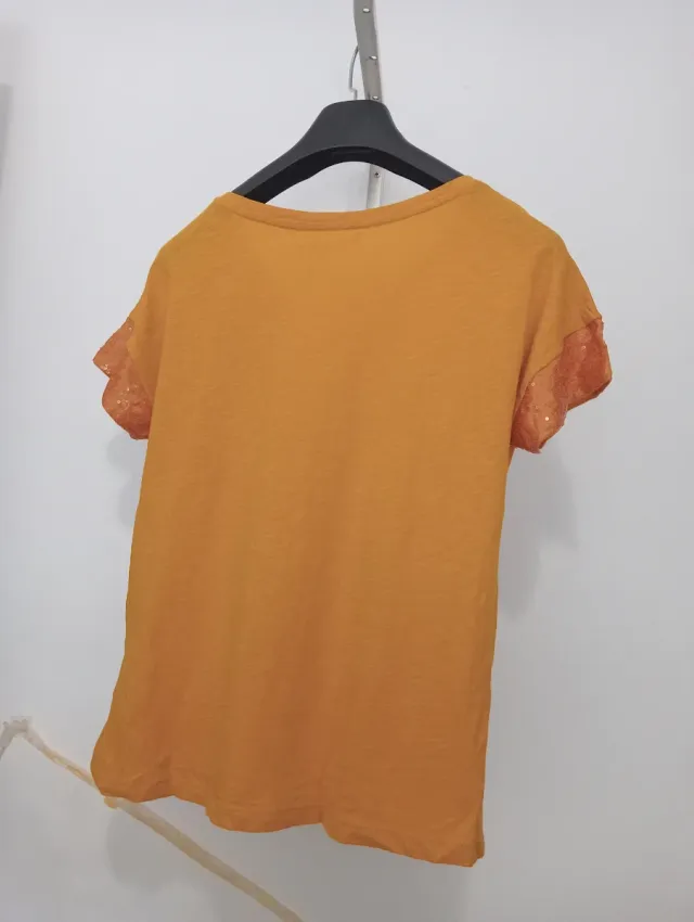 Camiseta Esfera Mostaza Lentejuelas Talla M