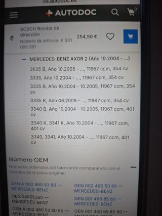 Bomba Dirección Mercedes Unimog  y axor