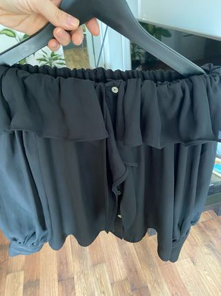 Camisa Zara Volantes Hombros Descubiertos