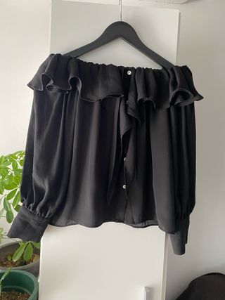 Camisa Zara Volantes Hombros Descubiertos