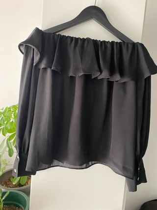 Camisa Zara Volantes Hombros Descubiertos