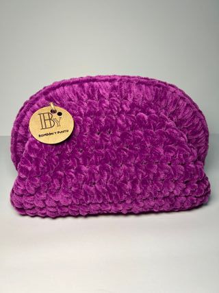 Bolso Clutch Morado Bombón y Punto