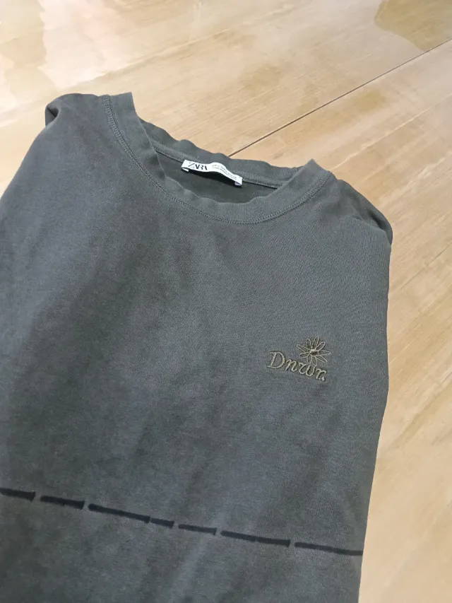 Camiseta Zara Hombre Talla S Verde Oliva