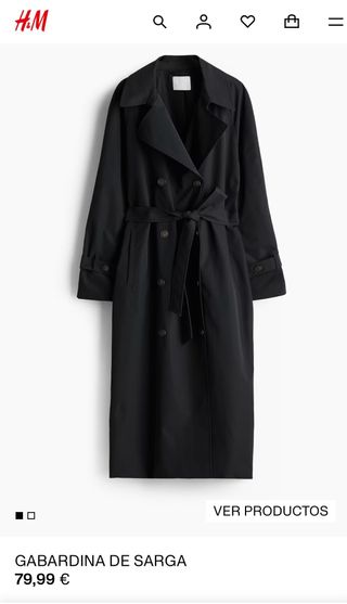 Gabardina H&M Negra Talla M