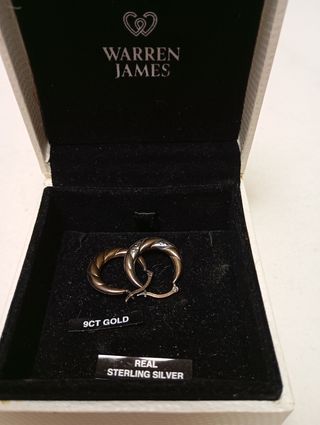 Pendientes Aro Oro 9CT y Plata