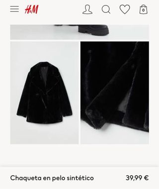 Abrigo pelo sintético H&M Talla S