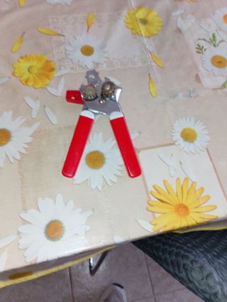 Apriscatole rosso e argento