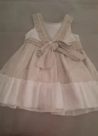 Vestido niña beige y blanco+chaqueta 