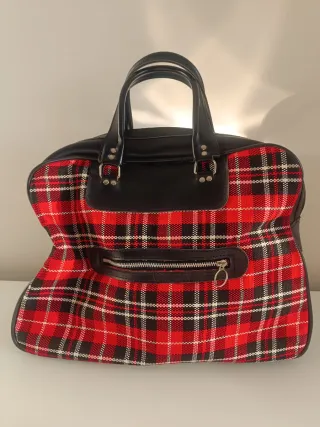 Bolso de viaje vintage a cuadros