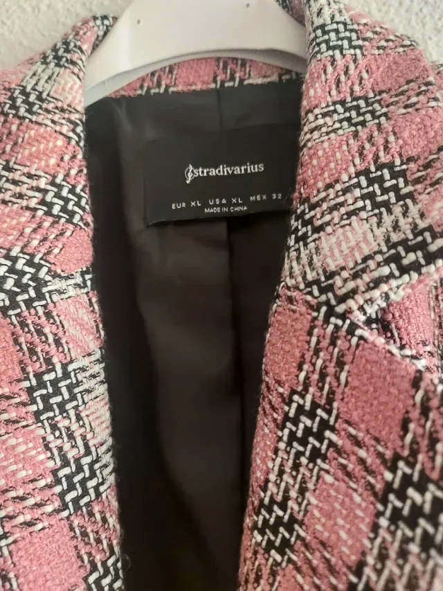 Blazer Stradivarius XL Rosa Cuadros