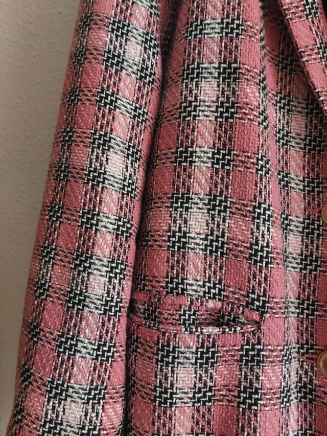 Blazer Stradivarius XL Rosa Cuadros