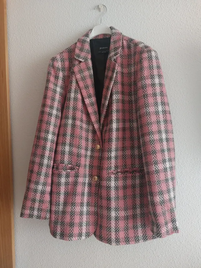 Blazer Stradivarius XL Rosa Cuadros