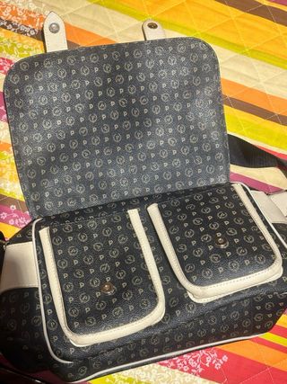 Borsa Pollini monogram beige e marrone