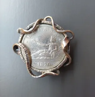 Broche Moneda Plata España 1870