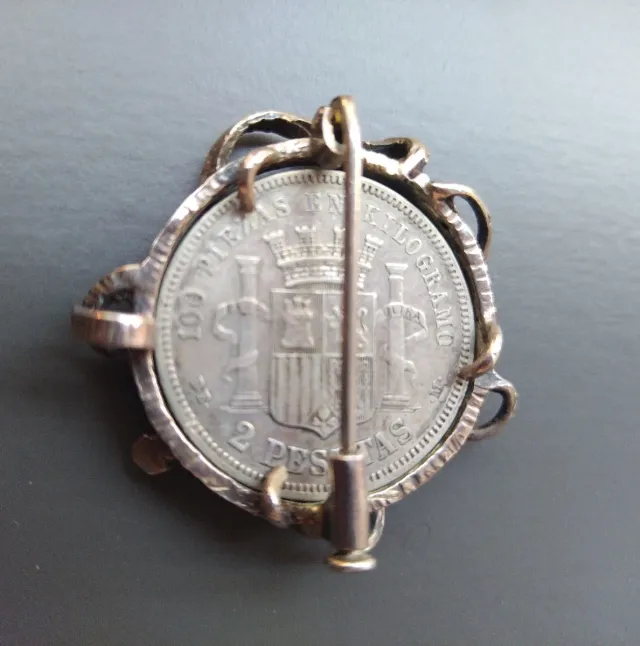 Broche Moneda Plata España 1870