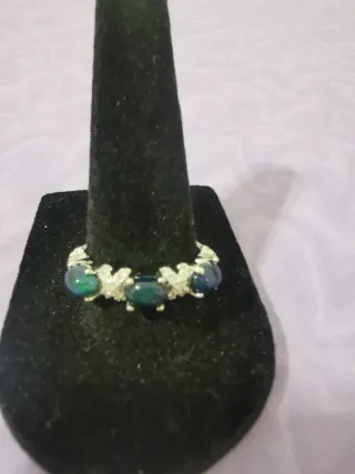 Anillo Ópalo Oscuro Ajustable