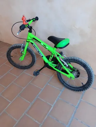 Bici infantil verde con ruedines