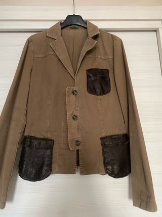 Giacca Benetton marrone taglia 42 con tasche pelle