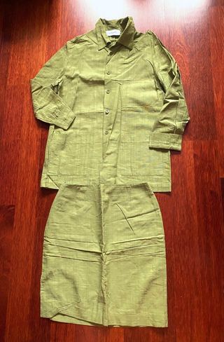 Conjunto Traje Vintage Mujer L Verde Chaqueta Fald