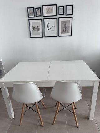 Mesa de comedor blanca extensible de 140-220cm